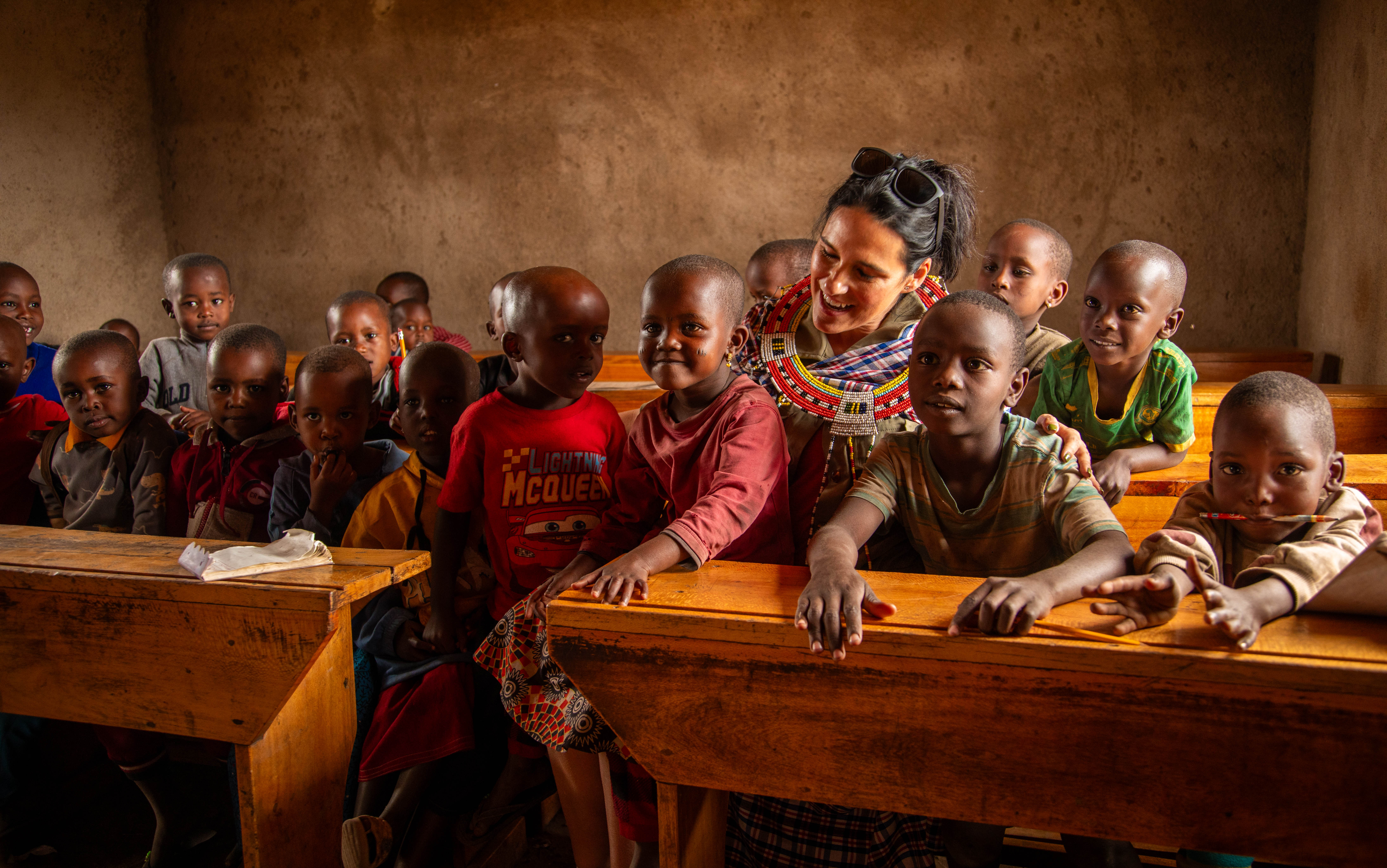 Community support moment in a classroom