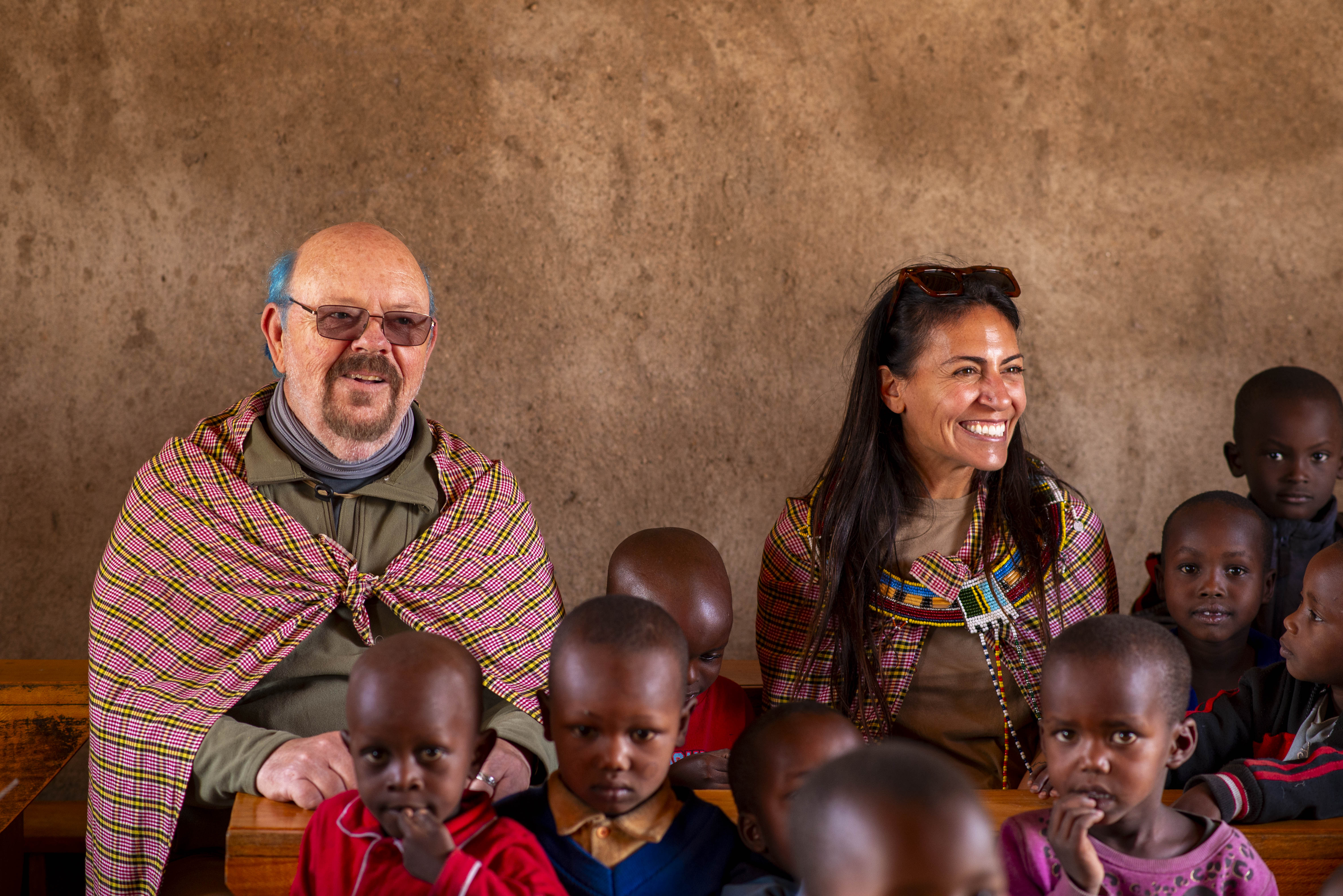 Visitors with children in a classroom